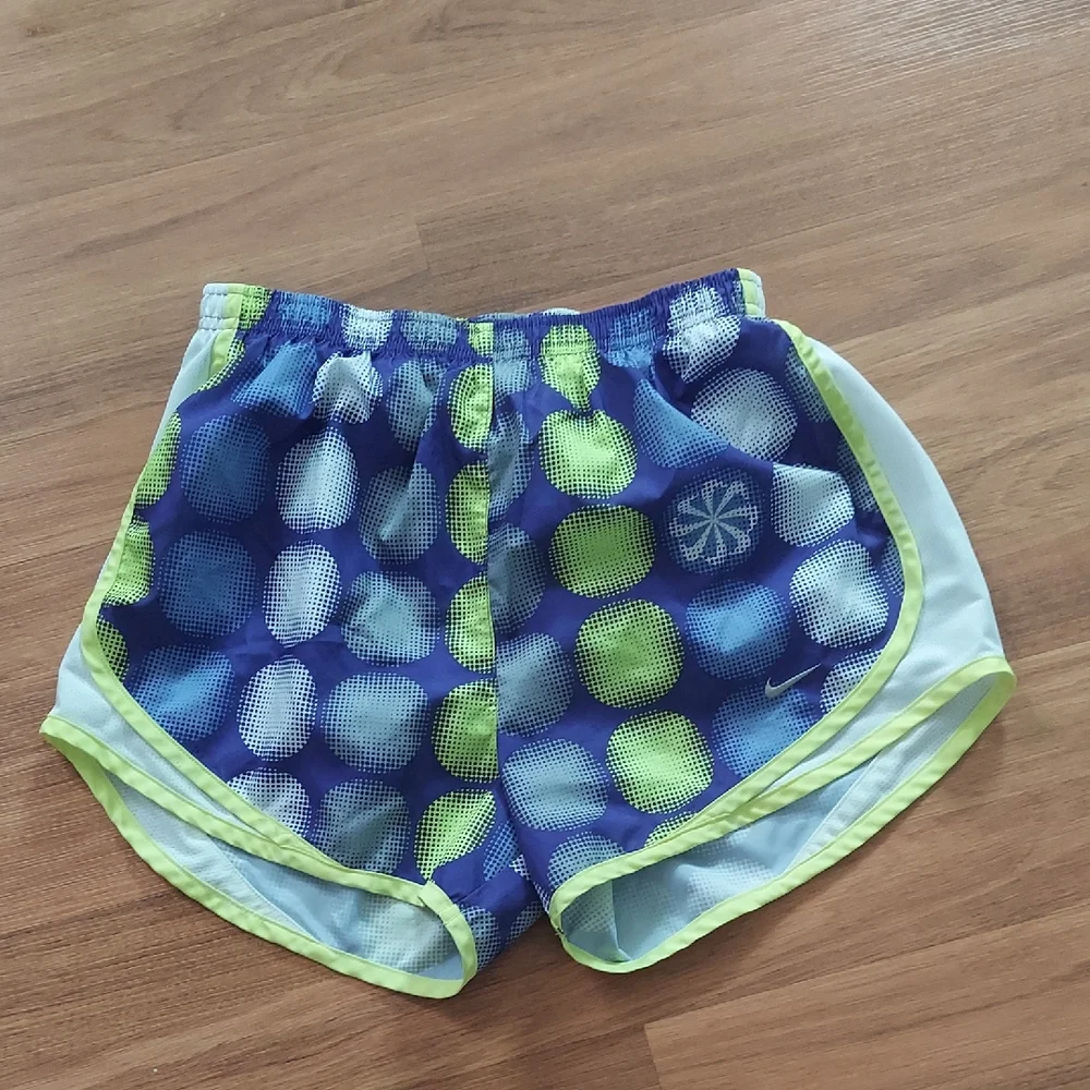 Nike Women's Athletic Shorts in Blue and Lime - Picture 1 of 3